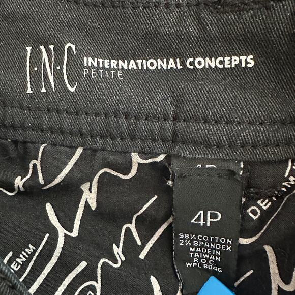Inc Womens Jeans Sz 4P Black Low Rise Distressed Skinny Grunge Goth Punk VGUC - Picture 8 of 10